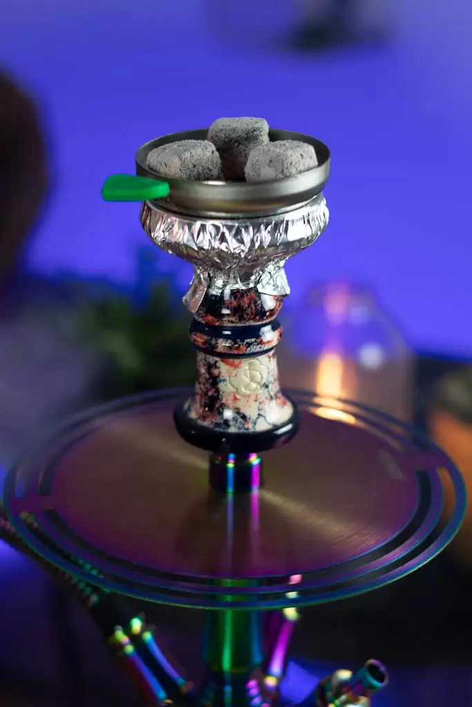 Close-up of a Hookah with Burning Charcoal